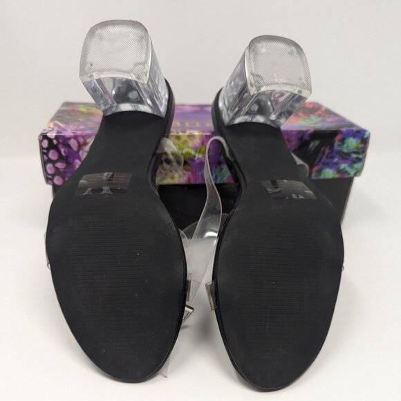 Cape Robbin Wisdom Black Clear Strappy Chunky Heel Sandals Size 7 In Box - Picture 8 of 8